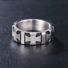 Teutonic Cross Gear Titanium Steel Ring for Men