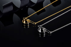 Metal Circle Black Enamel Necklace