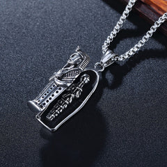 Egyptian Pharaoh Mummy Coffin Titanium Steel Necklace for Men