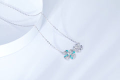 Double Windmills Enamel Silver Necklace