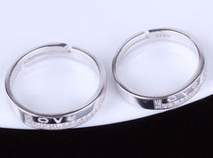 LOVE with Zircon Silver Couple Ring for Women
