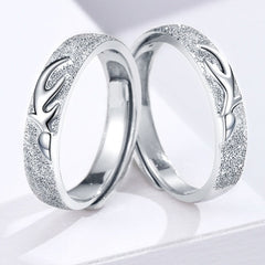 Frosted Antler Silver Couple Rings for Women