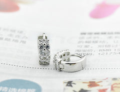 Double Row Zircon Silver Hoop Earrings for Women