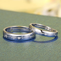 Heartbeat Silver Couple Ring for Women