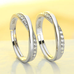 Interwoven with 3A Zircon Silver Couple Ring for Women
