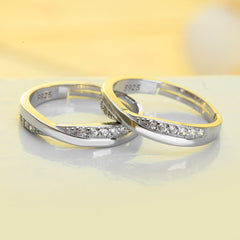 Interwoven with 3A Zircon Silver Couple Ring for Women