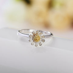 Daisy Flower Silver Ring for Women