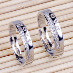 LOVE with Zircon Silver Couple Ring for Women