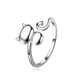Kitten Opening Silver Ring for Women