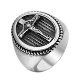 Jesus Crucifix Oval Titanium Steel Ring for Men