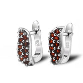 Creative S Shape Natural Gemstones Silver Hoop Earrings