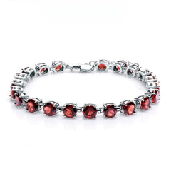 Round Cut Natural Gemstones Beading Silver Bracelet