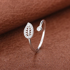 Zircon Leaf Silver Ring
