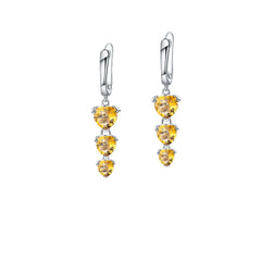 European Retro Colourful Gemstone Beading Silver Drop Earrings for Women