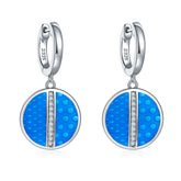 Circle Enamel Silver Drop Earrings