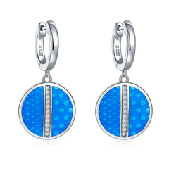 Circle Enamel Silver Drop Earrings
