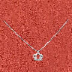 Zircon Crown Pendant Silver Necklace for Women