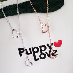 Valentine's Day Gift Two Heart Buckle Two-wear Silver Necklace for Women