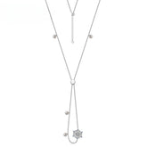Zircon Snowflake Pearl Long Style Sterling Silver Necklace