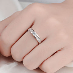 Round Zircon Cathedral Silver Couple Ring