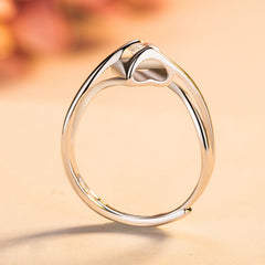 Round Zircon Modern Split Shank Silver Ring