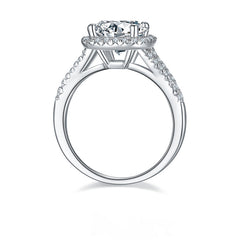 Square Halo 3.0 Carat Round Moissanite Engagement Ring