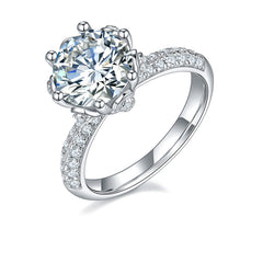 Flower Six Prongs 3.0 Carat Moissanite Ring