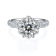 Flower Six Prongs 3.0 Carat Moissanite Ring