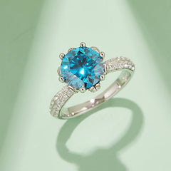 Flower Six Prongs 3.0 Carat Moissanite Ring