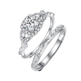 Soleste Halo Moissanite with Pattern Engagement Ring Pack