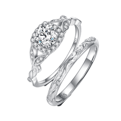 Soleste Halo Moissanite with Pattern Engagement Ring Pack