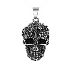 Halloween Thorn Skull Head Titanium Steel Pendant for Men