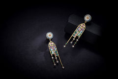 Colourful Enamel Flower Window Drop Earrings