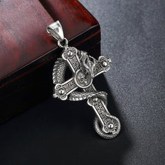 Halloween Dragon Skull Cross Titanium steel Pendant for Men