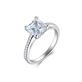 Classic Luxury 2 Carat 925 Sterling Silver Plated White Gold Ring with Zircon, Fashion Foreign Trade Hot Selling Popular Ring Woman