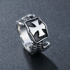 Iron Cross Medal Wings Titanium Steel Ring for Men