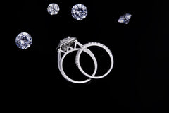 Double Square Soleste Halo Moissanite Ring and Eternity Ring Pack