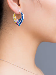 Colourful Enamel Leaf Veins Hoop Earrings