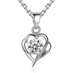 (Pendant Only) Heart with Colourful Round Zircon Silver Pendant for Women