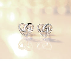 Stylish Hollow Heart Silver Studs Earrings for Women