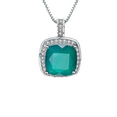 Fashionable and Luxurious High Sense Design Inlaid Colourful Gemstone Soleste Halo Square Pendant Sterling Silver Necklace for Women