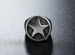 Retro Five Pointed Star Titanium Steel Ring for Men