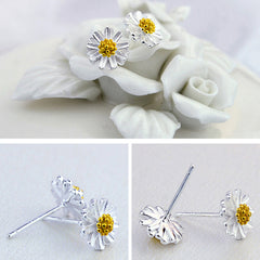 Daisy Flower Silver Studs Earrings for Women