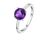 Fashion Light Luxury Natural Colourful Gemstone Sterling Silver Four Prongs Ring for Women