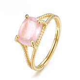 Split Shank Radiant Cut Pink Crystal Opening Silver Ring
