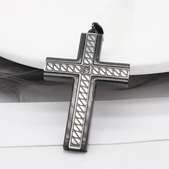 Stylish Pattern Latin Cross Zircon Titanium Steel Pendant for Men