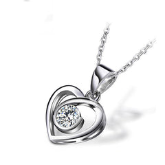 (Pendant Only) Valentine's Day Gift Heart-shaped with Round Zircon Silver Pendant for Women