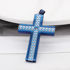 Stylish Pattern Latin Cross Zircon Titanium Steel Pendant for Men