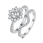 Moissanite Lotus and Band Engagement Ring Pack