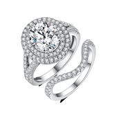 Double Soleste Halo Oval Moissanite and Eternity Ring Pack